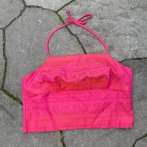 Fuschia & Orange adjustable halter crop top